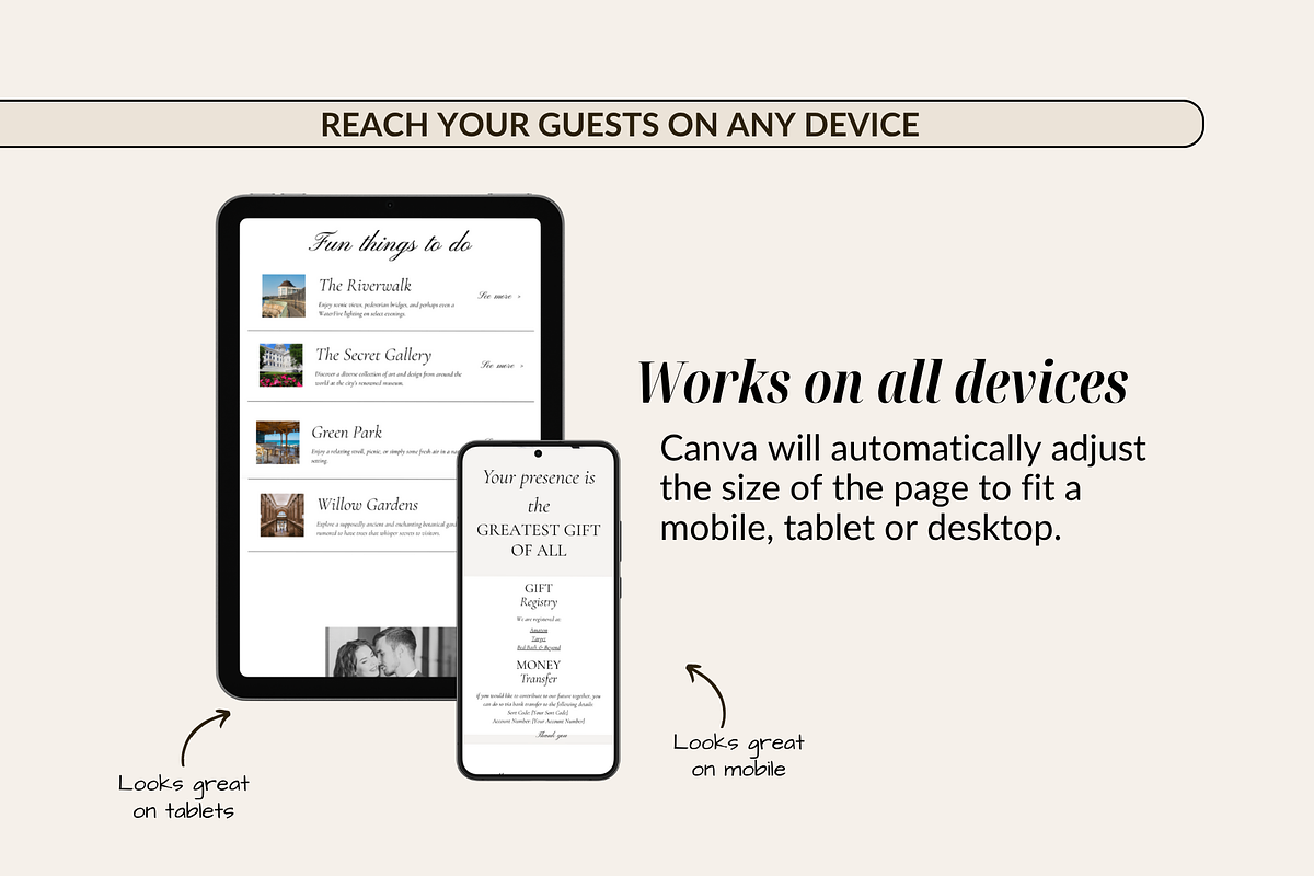 Classic Wedding Website Canva, a Landing Page Template by Preset Pixels (Photo 5 of 9)