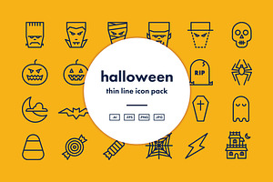 Halloween Thin Line Icon Pack