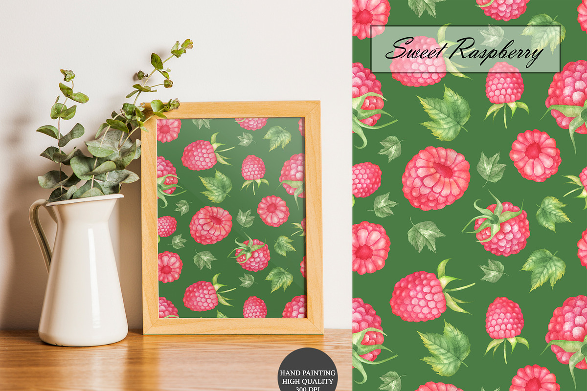 Raspberry Seamless Patterns, an Illustration by OlDm_Shop (Photo 4 of 9)