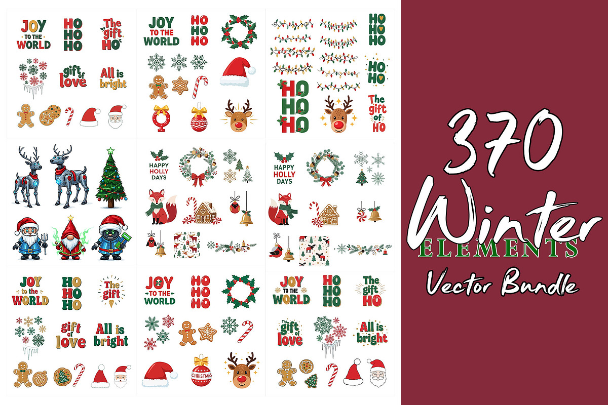 370 Winter Elements Vector Bundle, a Seasonal Illustration by Sofia's Fashion (Photo 2 of 4)