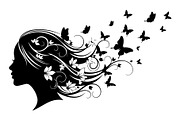 Woman Butterfly Hair Silhouette, an Object Illustration by yasushie (Thumbnail 8 of 31)