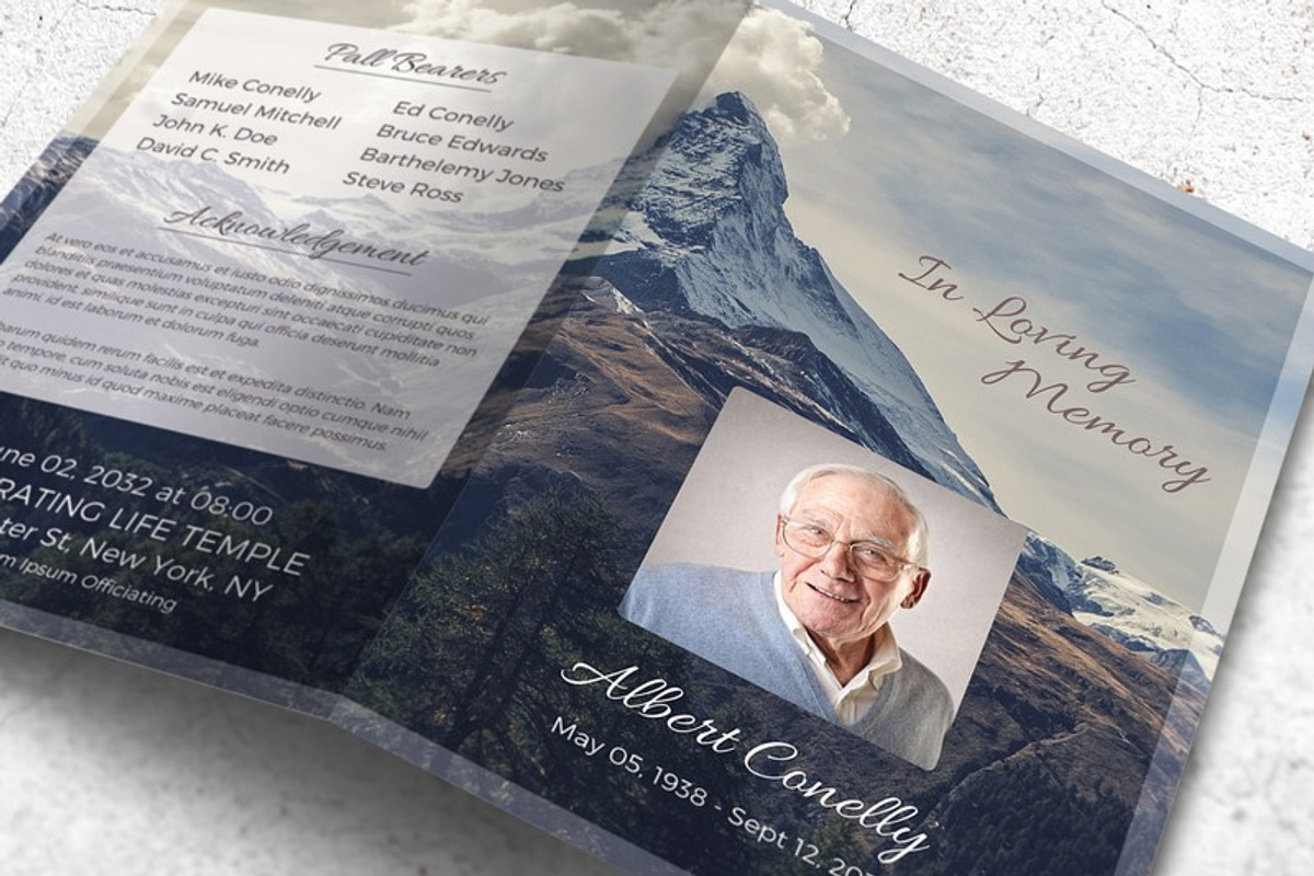 Mountain Peak Funeral Program, a Brochure Template by Final Tribute (Photo 1 of 5)