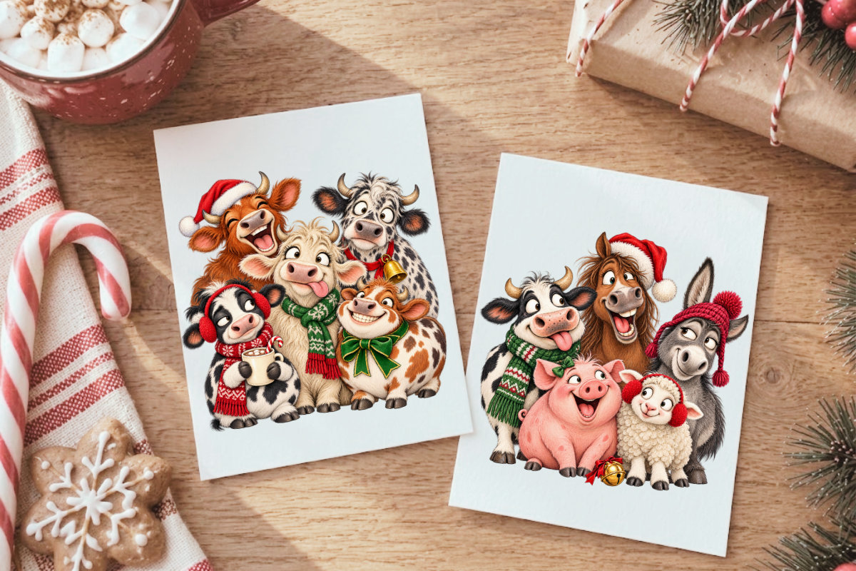Funny Christmas Animals PNG Cliparts, an Animal Illustration by Ink Gallery (Photo 6 of 13)