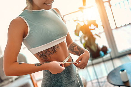 Woman doing exercises at home.