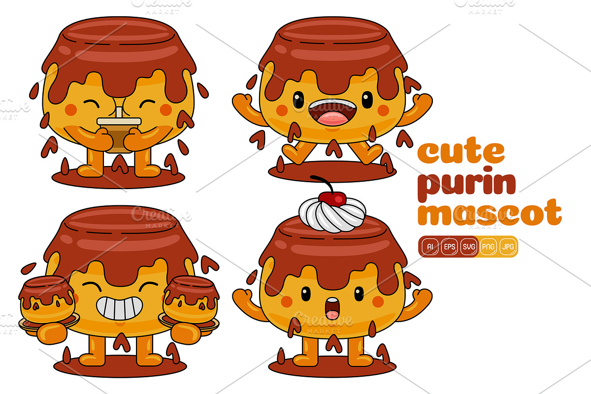 Purin Mascot Vector Pack, an Illustration by MEDZ (Photo 2 of 5)