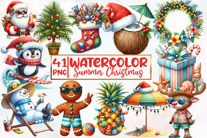Summer Christmas PNG Watercolor, an Illustration by Designworld