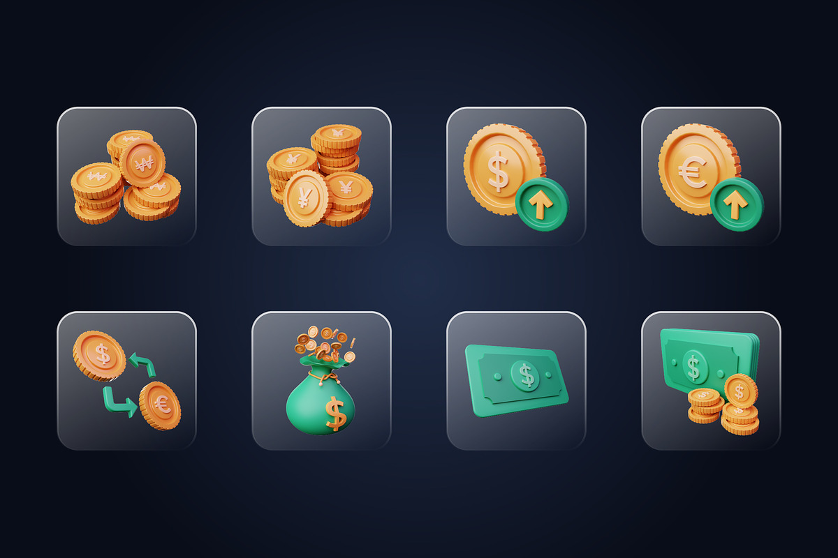 Money 3D Icons Set, an Object 3D Model by Kmg Design (Photo 5 of 5)