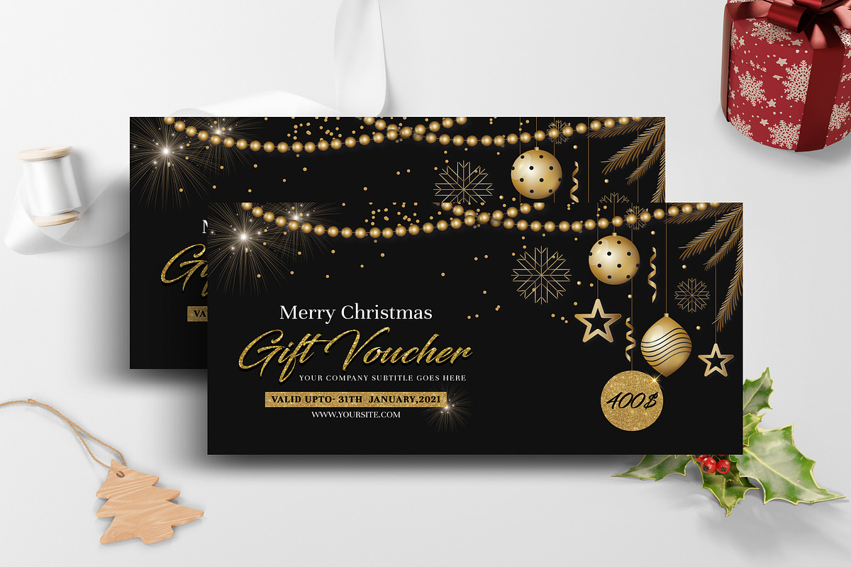 Christmas Gift Voucher Template, a Stationery Template by Ultimate Template Shop (Photo 2 of 3)