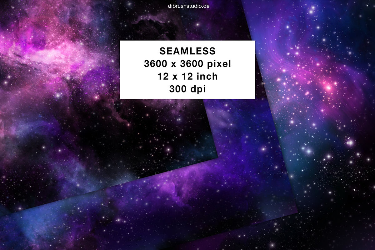 Seamless Galaxy Night Texture, a Pattern Graphic by DiBrush Studio (Photo 2 of 6)