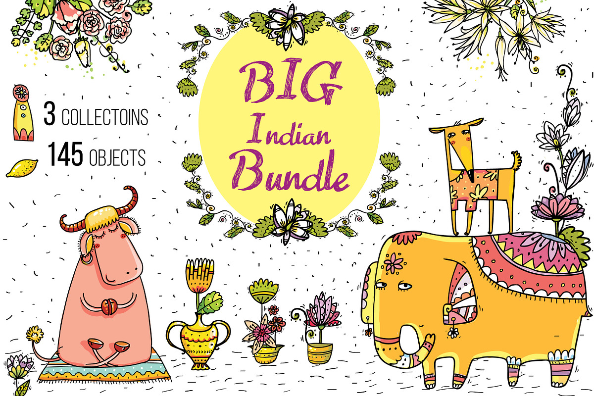 Big Indian Bundle - 145 objects, an Illustration by Zooza Art (Photo 1 of 24)
