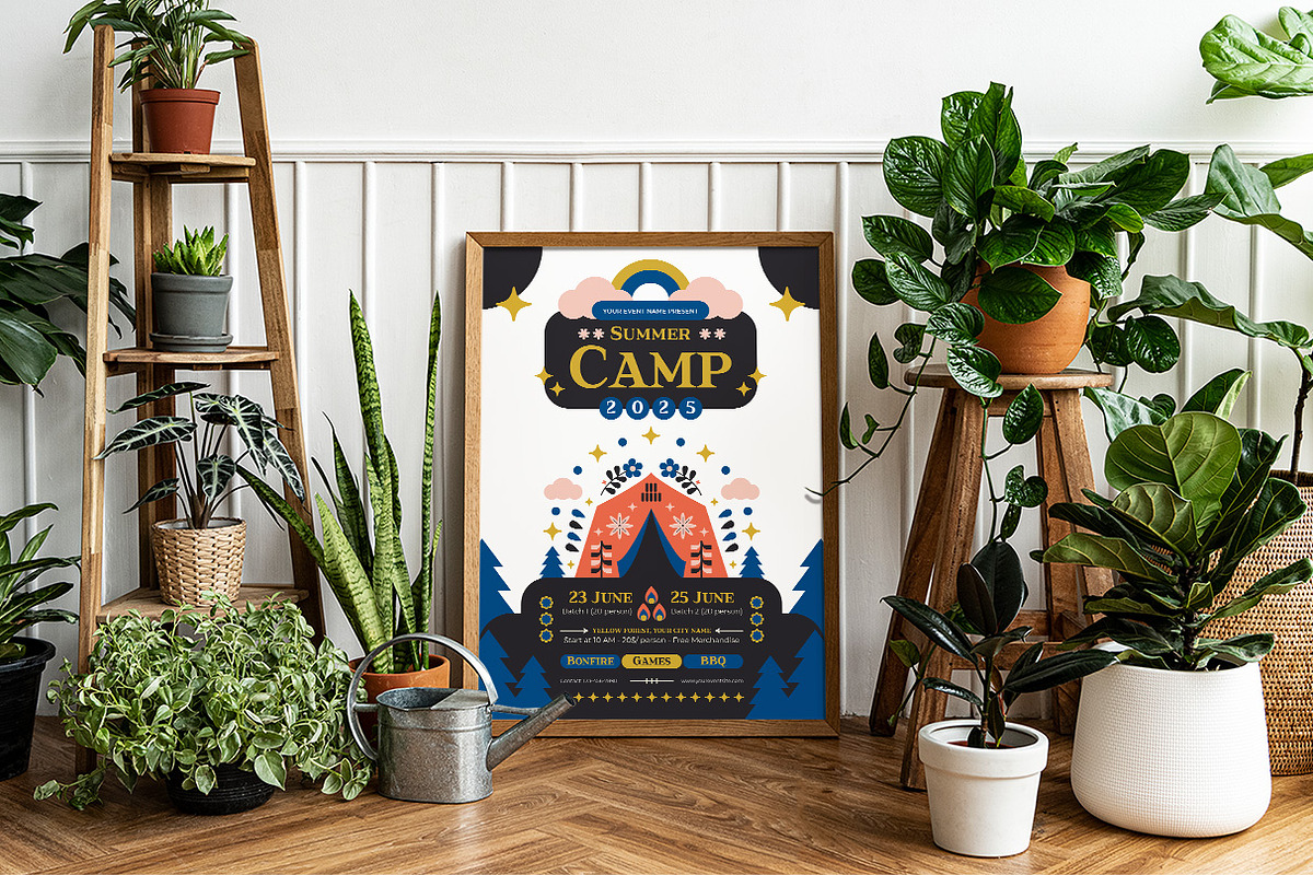 Folk Art Summer Camp Flyer Template, a Flyer Template by Hole Hope Design (Photo 2 of 5)