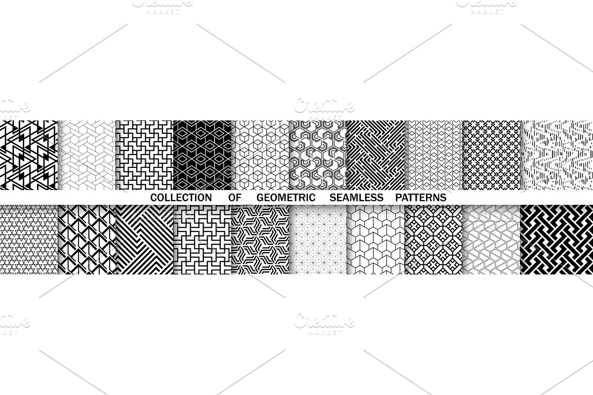 Geometric set of seamless black and, a Decorative Illustration by RODINA (Photo 1 of 3)