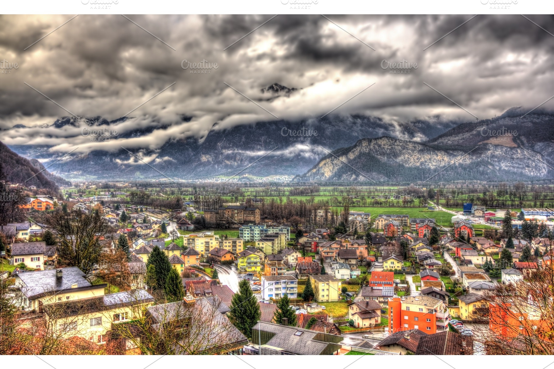 View of sargans village in swiss alps featuring village, swiss, and, an Architecture Photo by Leonid Andronov