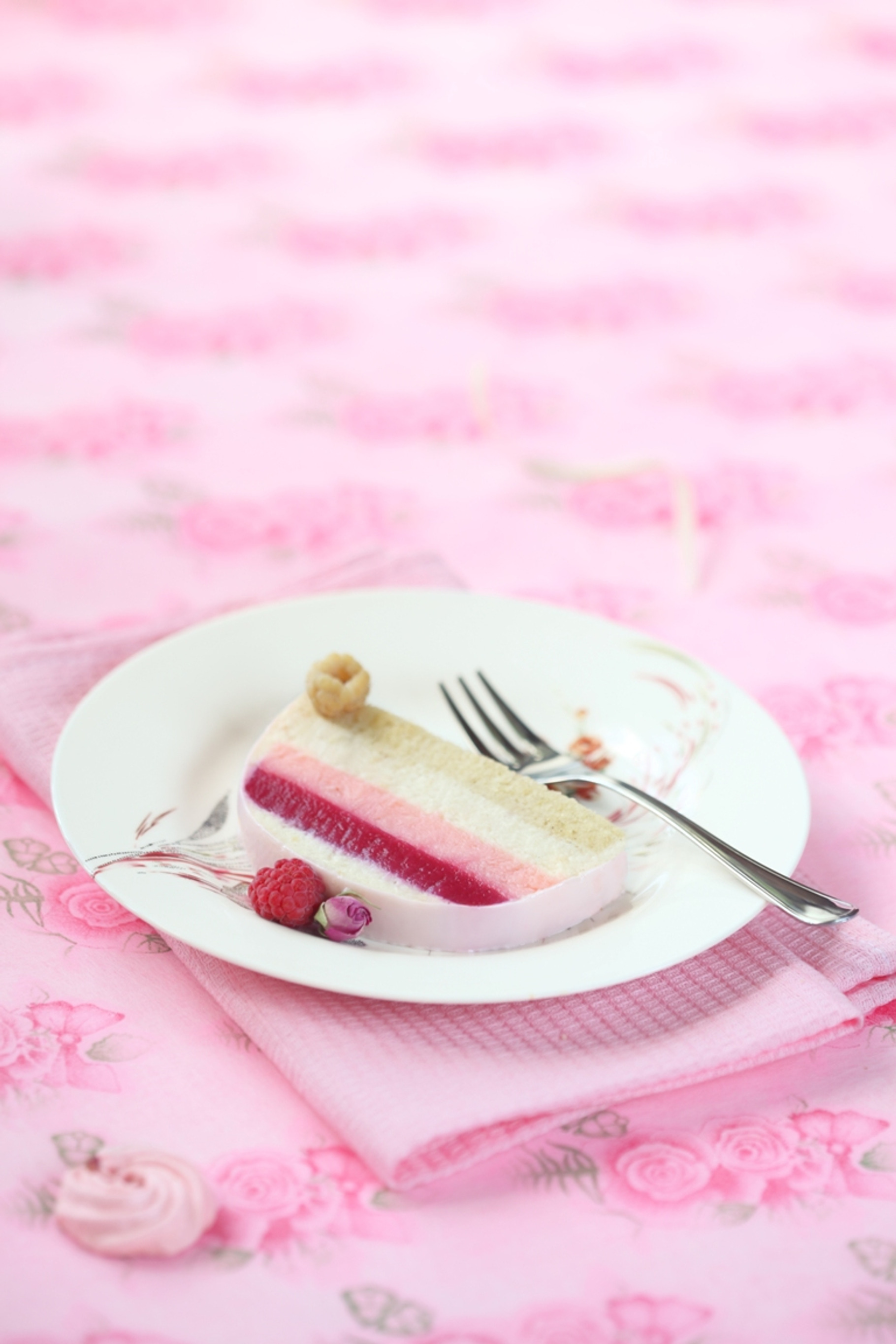 Raspberry lychee rose yule log containing background, baked, and berries, a Food & Drink Photo by Miuda21