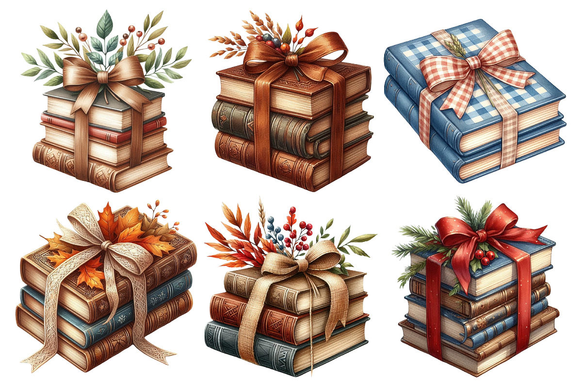 Autumn Bow Book Stack Clipart, an Illustration by Pixels.Craft (Photo 2 of 7)