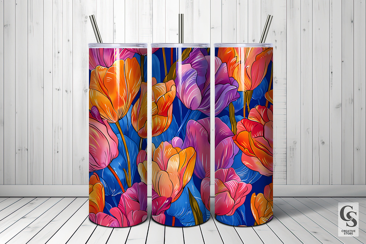 Bright Tulip Flower Seamless Pattern, a Pattern Graphic by Creative Store (Photo 5 of 5)