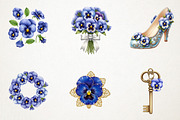 Blue Pansy Wedding Flower Clipart, an Illustration by RobertsArt (Thumbnail 2 of 7)