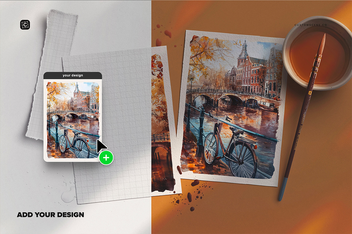 Two A5 Watercolor Paper Mockup, a Product Mockup by Custom Scene (Photo 4 of 10)