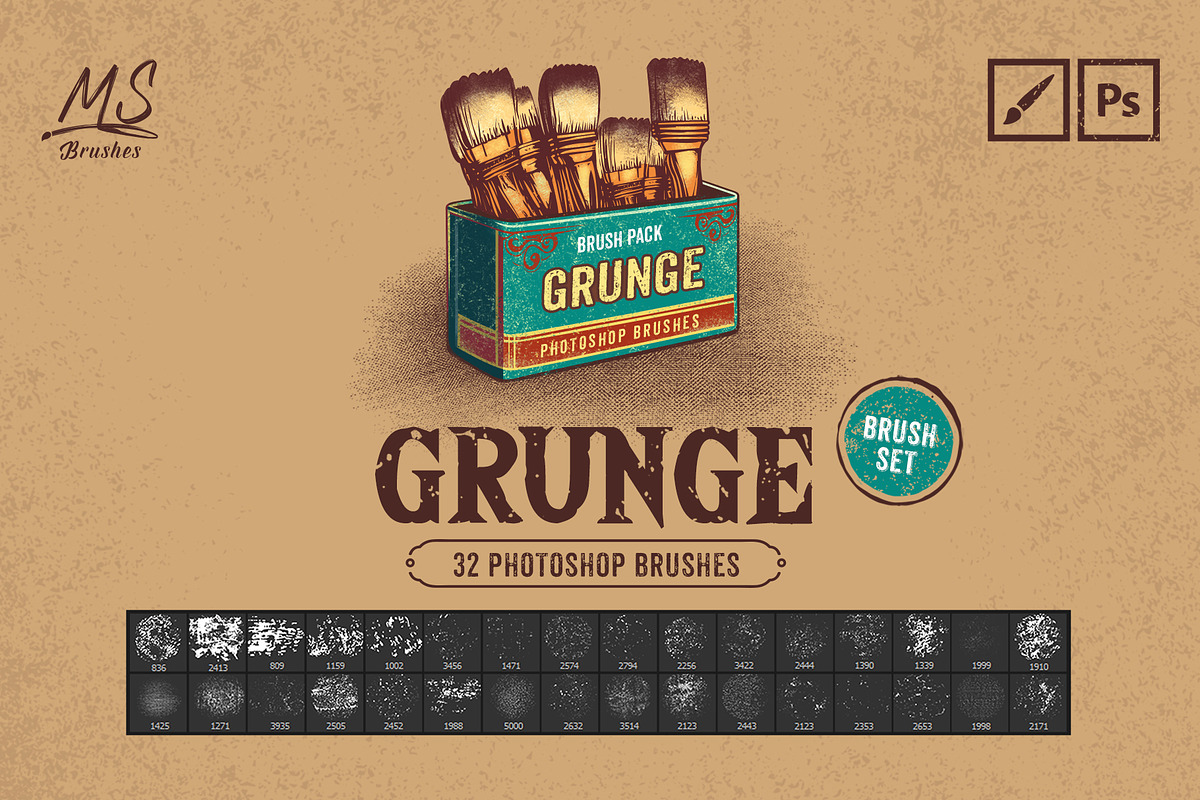 Grunge Photoshop Brushes, a Brush Add-On by Mohamed Saber (Photo 5 of 5)