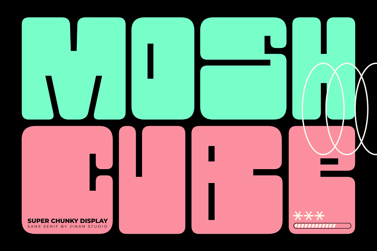 Mosh Cube - A Super Chunky Display, a Sans Serif Font by Ainun Jinan (Photo 1 of 11)