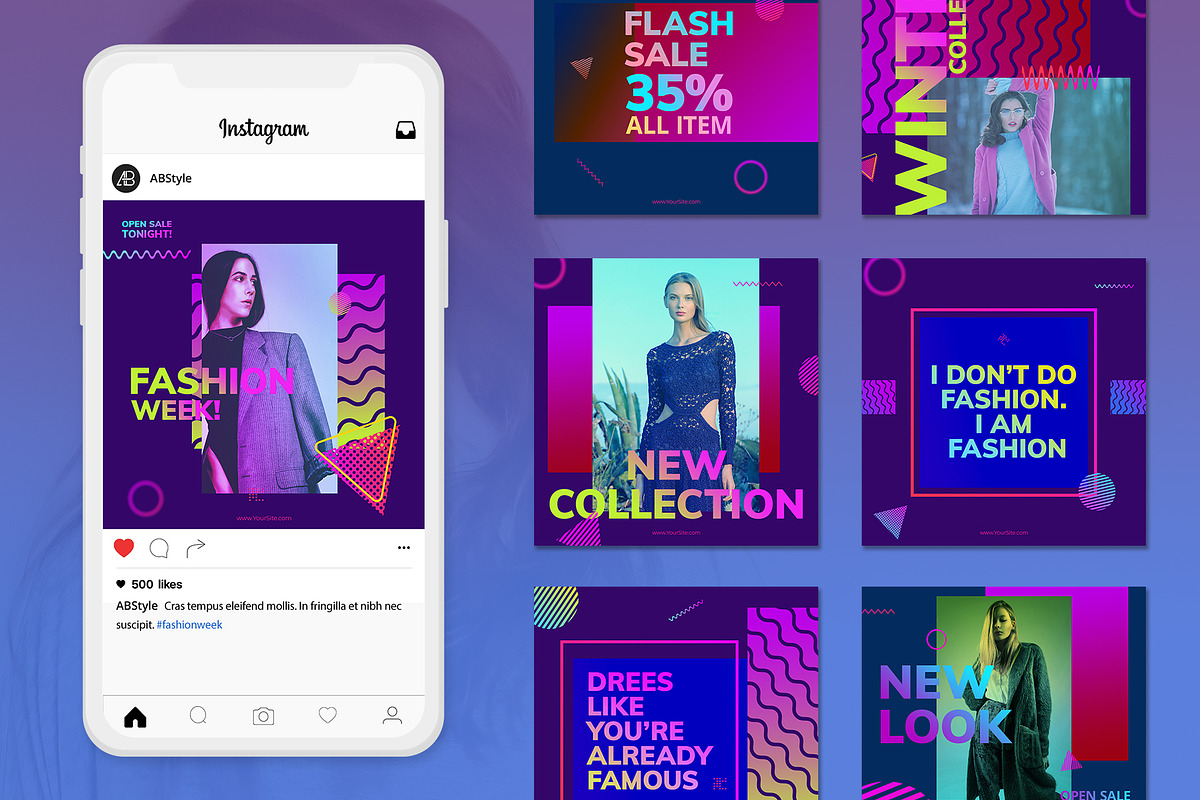 Gradient Fashion Instagram Post, a Social Media Template by temphall (Photo 2 of 4)
