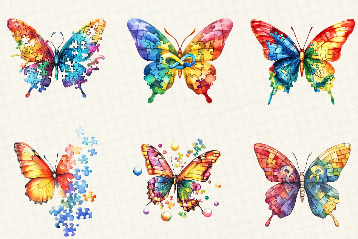 Autism Butterfly Clipart, an Illustration by OK Design (Photo 5 of 5)
