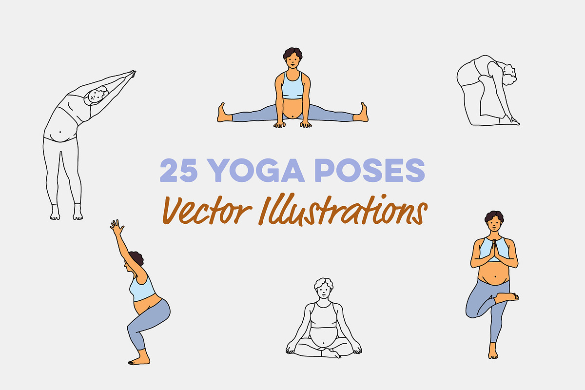 25 Pregnancy Yoga Poses, an Illustration by pkahraman (Photo 1 of 4)
