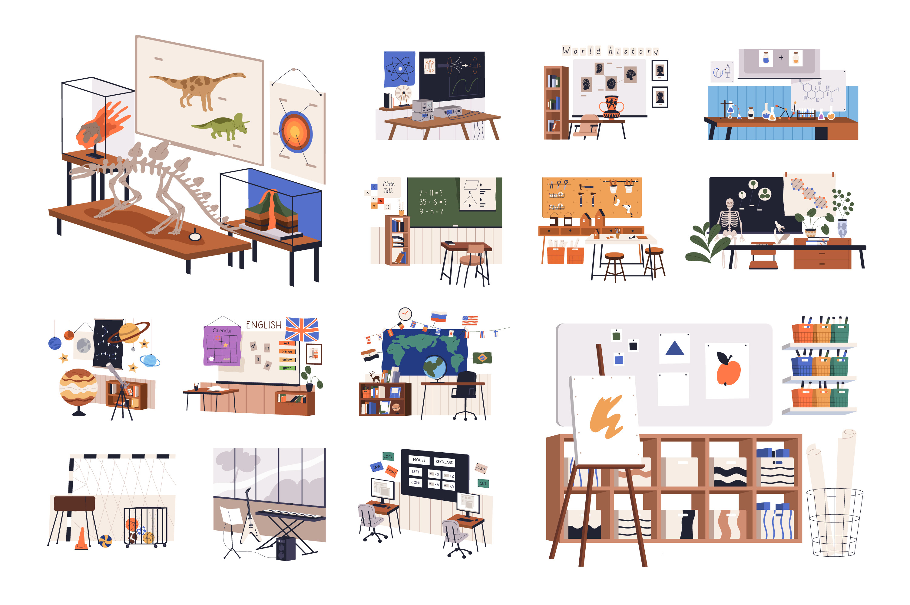 School Classroom Interiors Set by Good Studio  Creative Market