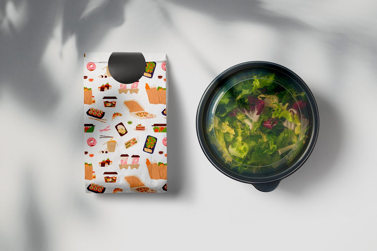 Takeaway food set & seamless pattern, a Food Illustration by Good Studio (Photo 5 of 5)