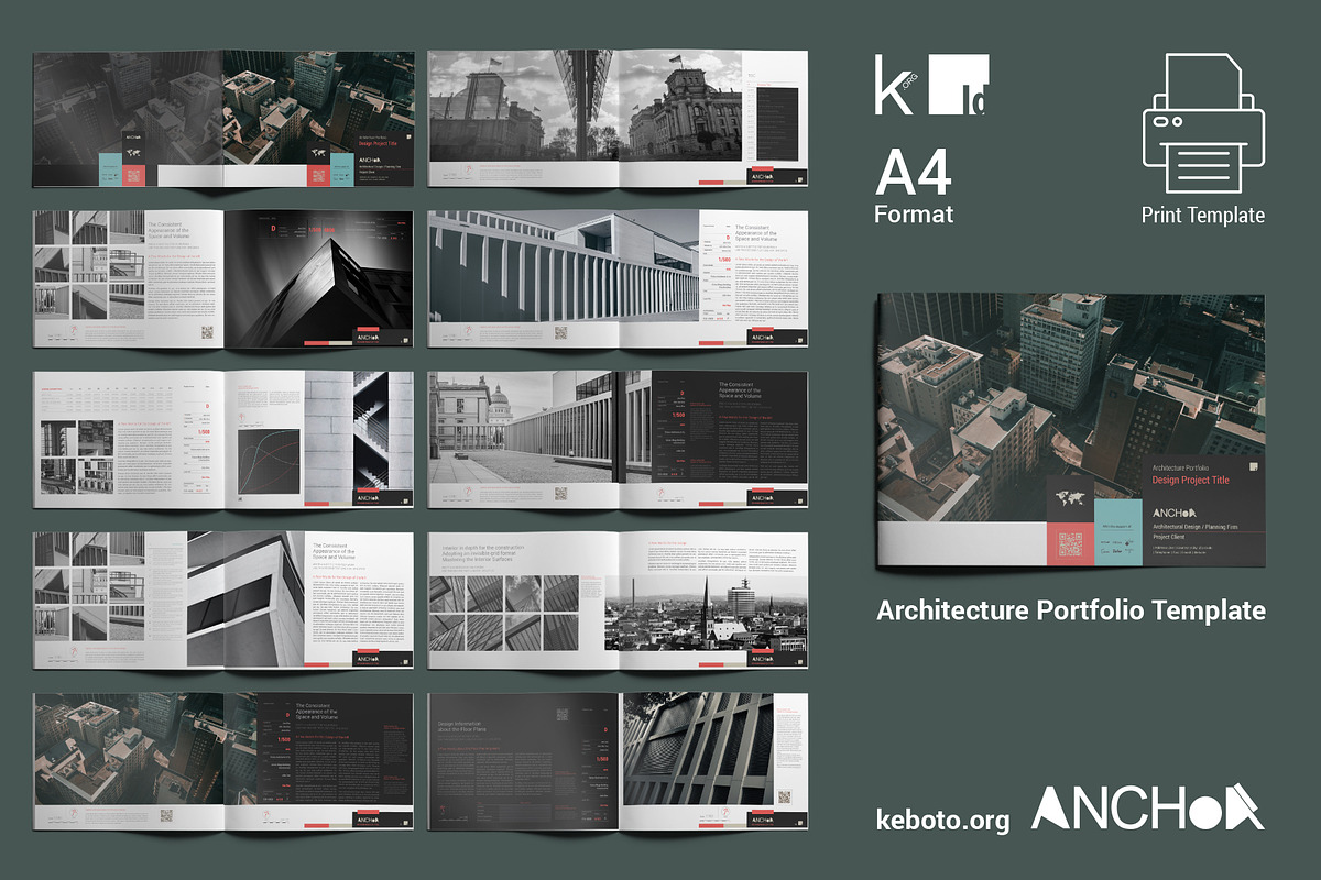 ANCHoR Architecture Portfolio A4, a Print Template by Keboto
