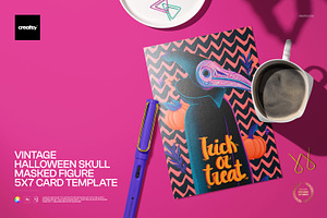 Halloween Skull Mask Card Template