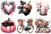 Watercolor Pink and Black Autumn, an Illustration by Pixels.Craft (Thumbnail 2 of 7)