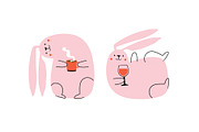 Funny pink rabbit set, an Animal Illustration by JULYMILKS (Thumbnail 2 of 2)