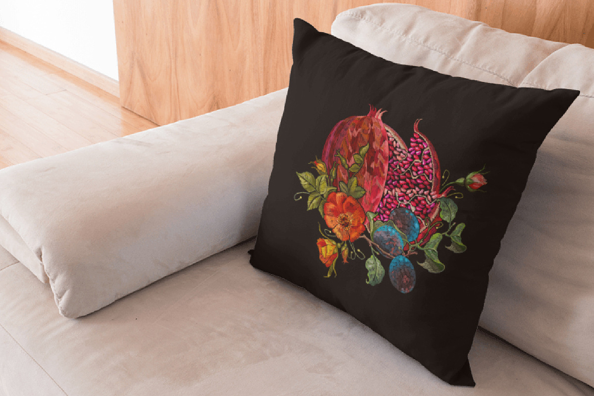Ripened pomegranate and red roses, a Decorative Illustration by Matrioshka (Photo 3 of 9)