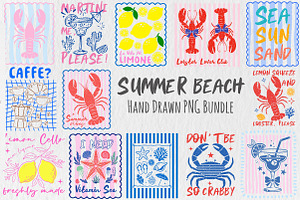 Summer Beach Hand Drawn PNG Bundle, an Illustration by Libby Wishes
