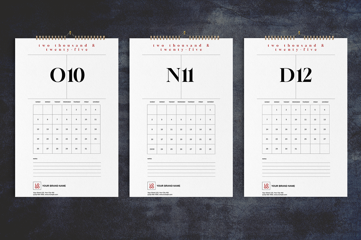 Minimal Numbers Wall Calendar 2025, a Stationery Template by Boris Cupac (Photo 4 of 5)