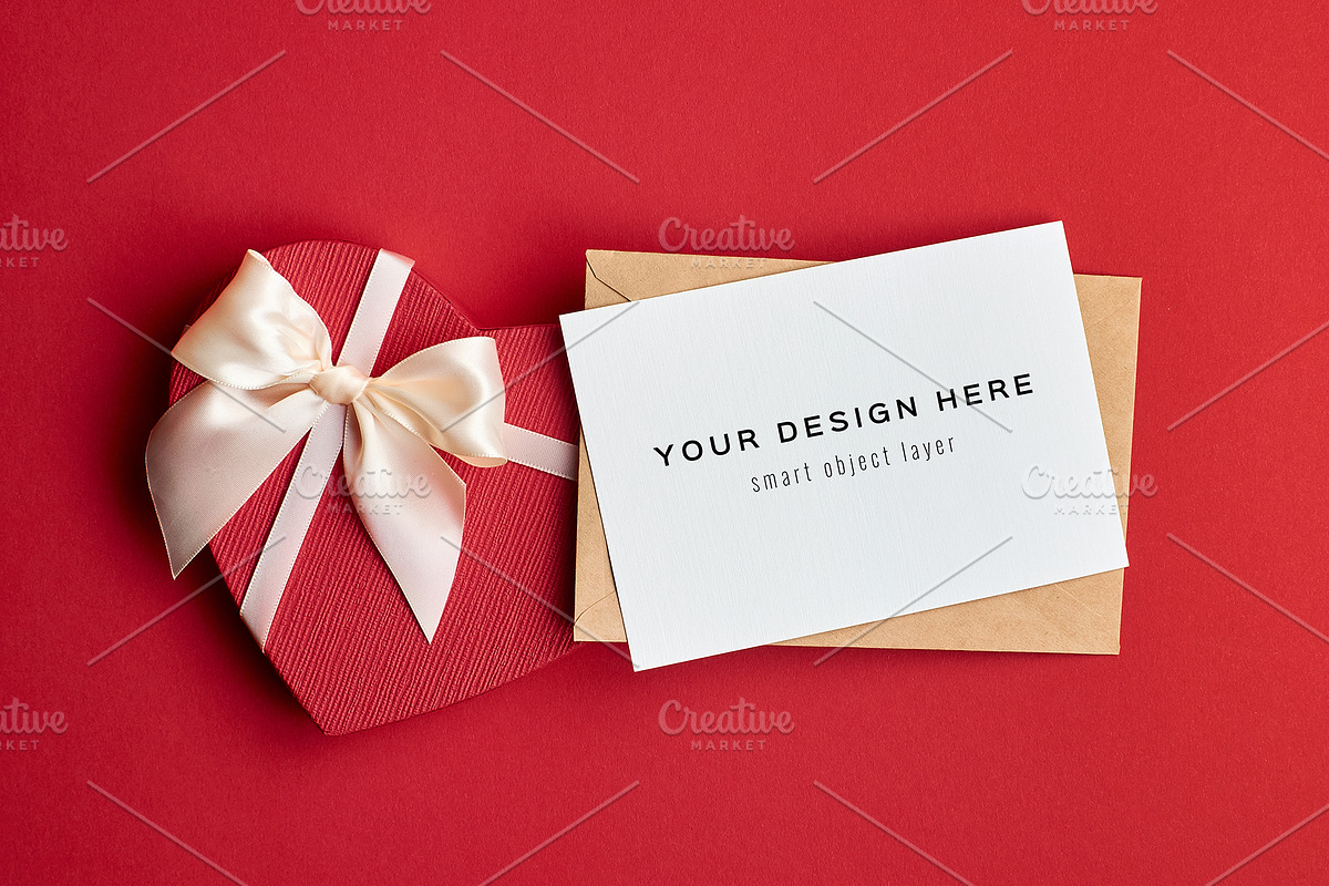 Valentines Day Card Mockup, a Product Mockup by nika-vera