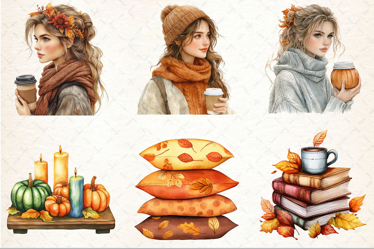 Watercolor Autumn Decor Clipart, an Illustration by Rose Art (Photo 3 of 4)