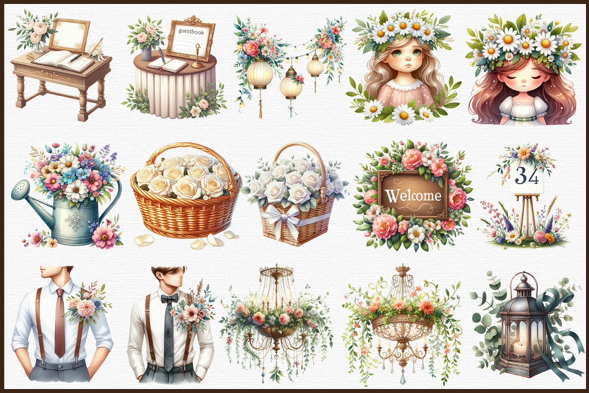 Summer Garden Wedding Set Clipart, an Illustration by Sublimation Artist (Photo 3 of 6)
