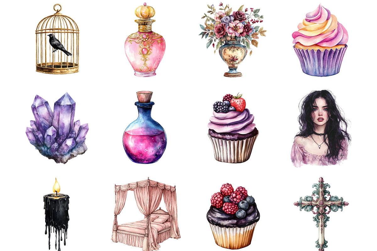 Watercolor Chic to Death Clipart, an Illustration by Designking (Photo 2 of 5)