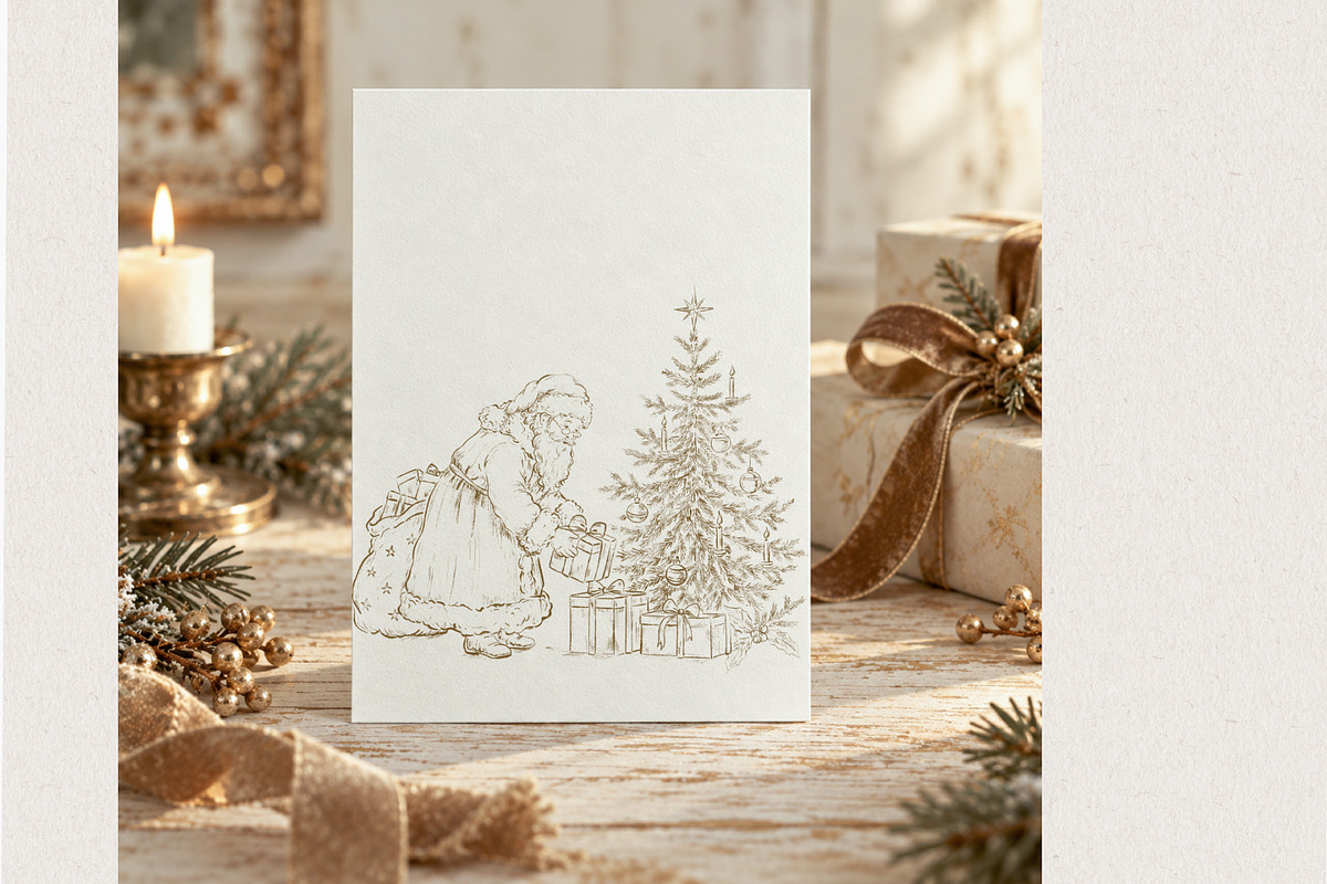 Vintage Line Art Christmas Holiday, a Decorative Illustration by AlenaVlasko stock Market (Photo 4 of 6)