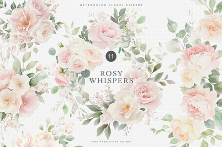 Watercolor Soft Blush Roses, a Decorative Illustration by Patishop Art