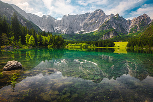 Green forest and alpine lake, a Nature Photo by Alpine Dreams
