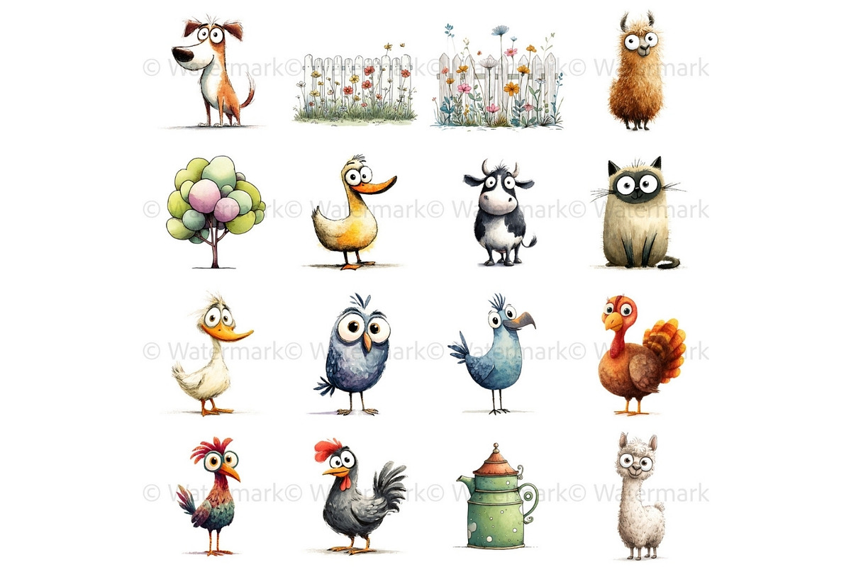 Quirky Farmhouse Clipart Bundle, an Animal Illustration by Nicole Branger Art (Photo 6 of 20)
