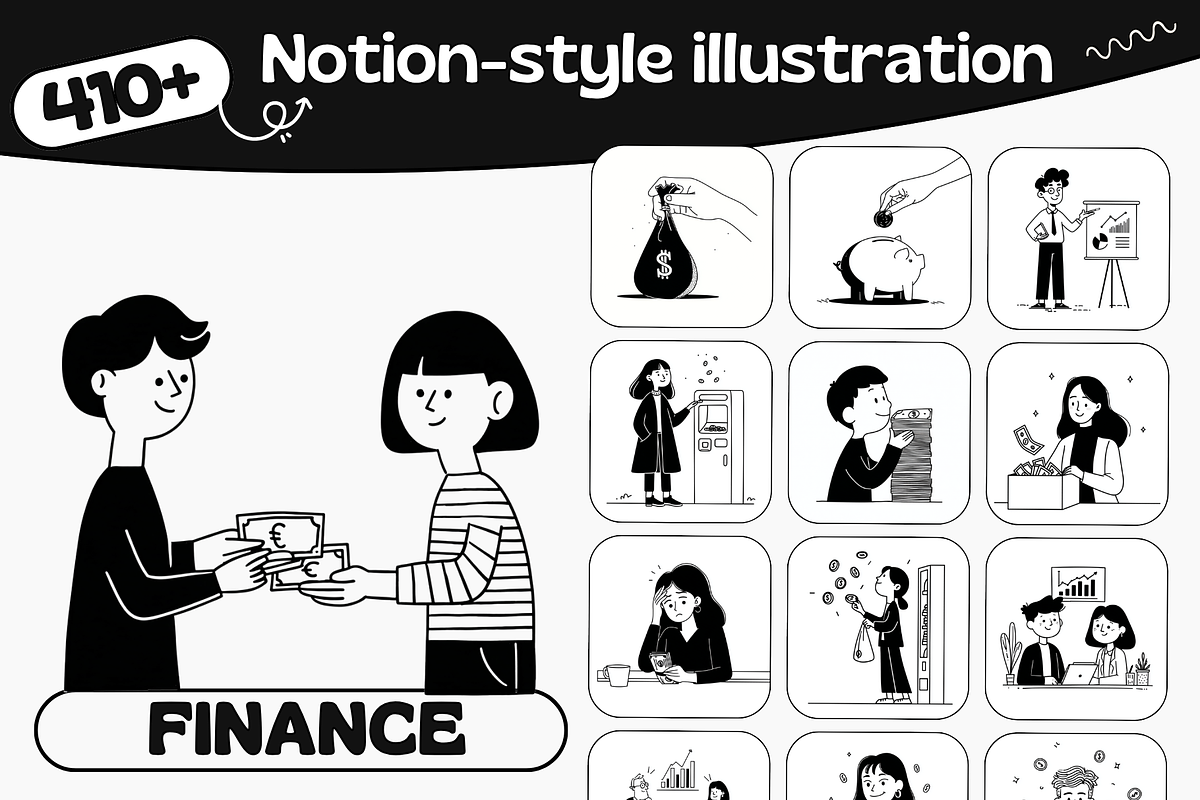 Notion Style Finance Illustrations, a Finance Illustration by DaisyStudio (Photo 1 of 10)