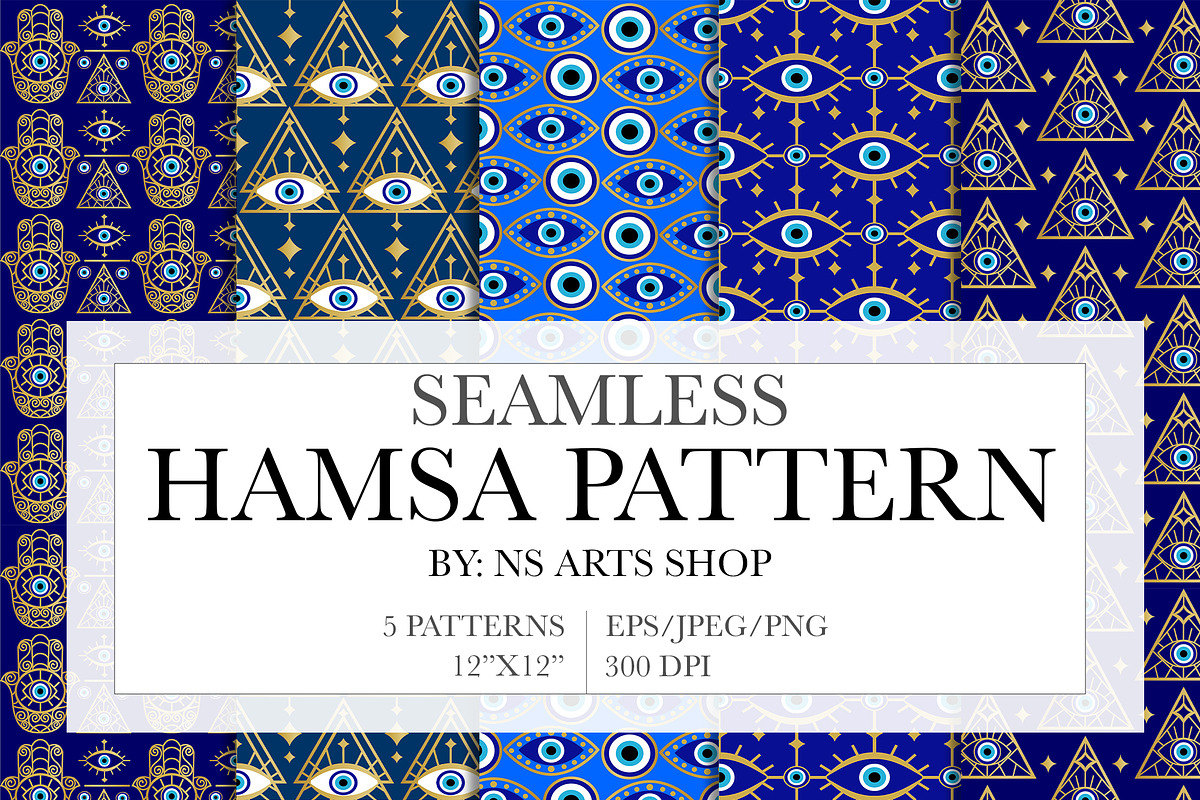 Evil Eye Seamless Pattern, Humsa, a Pattern Graphic by NS Arts Shop (Photo 1 of 4)
