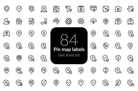 Pin map labels icons set