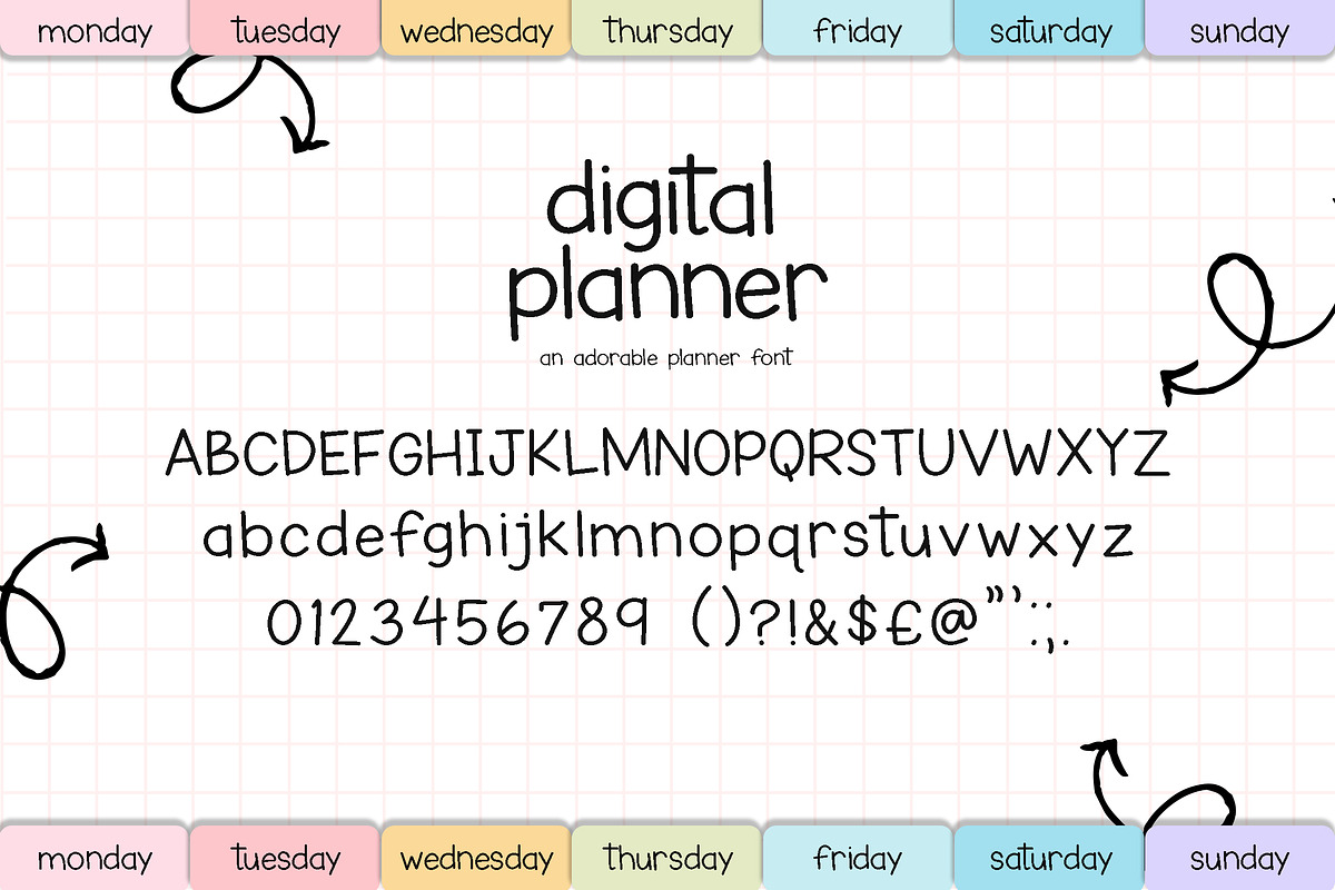 Digital Planner Font, a Sans Serif Font by Lollipop Hand Drawn (Photo 6 of 8)