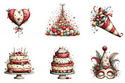 Whimsical Happy Birthday Clipart, an Illustration by CreationArt (Thumbnail 6 of 7)