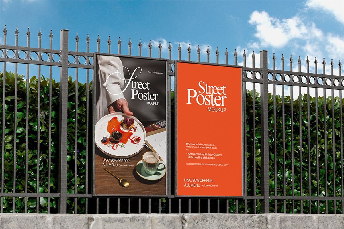 Street Poster Mockup, an Advertising Mockup by HanaSaka_Studio (Photo 4 of 5)